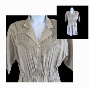 Vintage Jumpsuit Playsuit Romper Shorts Western Coastal Cowgirl Size Missy 16